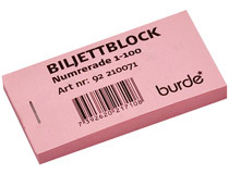 Biljettblock 1-100 rosa