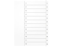Pärmregister vit PP A4 1-12 inkl. rubrikblad
