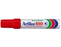 Märkpenna Artline 100 snedskuren röd 6st/fp