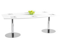 Konferensbord rund fot 220x120cm vit/stål